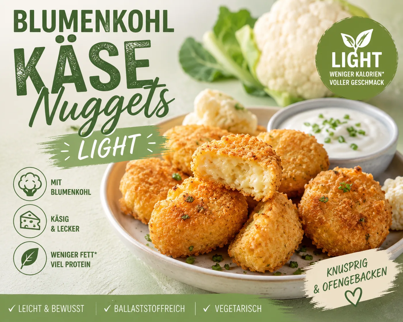 Blumenkohl-Käse-Nuggets light